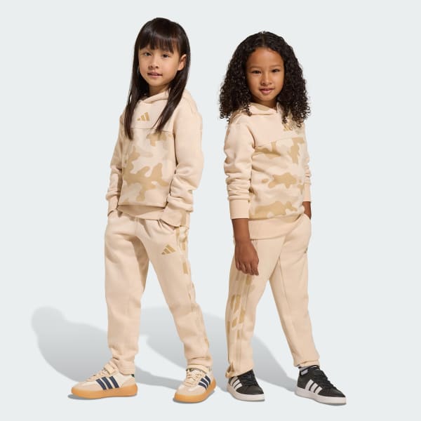 Beige Seasonal Essentials Camo Fleece Jogginganzug Kleinkinder