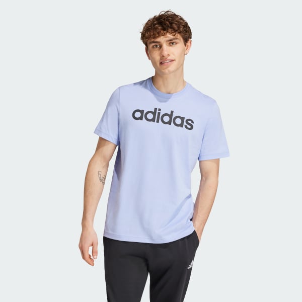 Blue Essentials Single Jersey Linear Embroidered Logo Tee