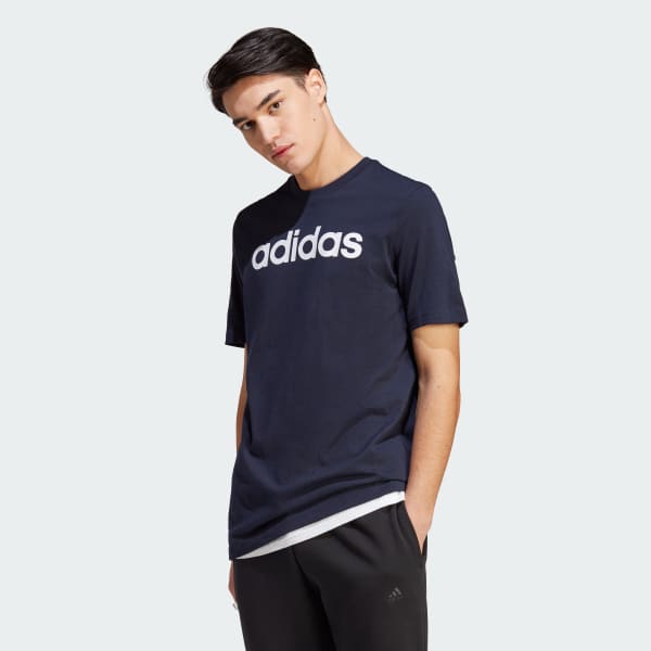 Blue Essentials Single Jersey Linear Embroidered Logo T-Shirt