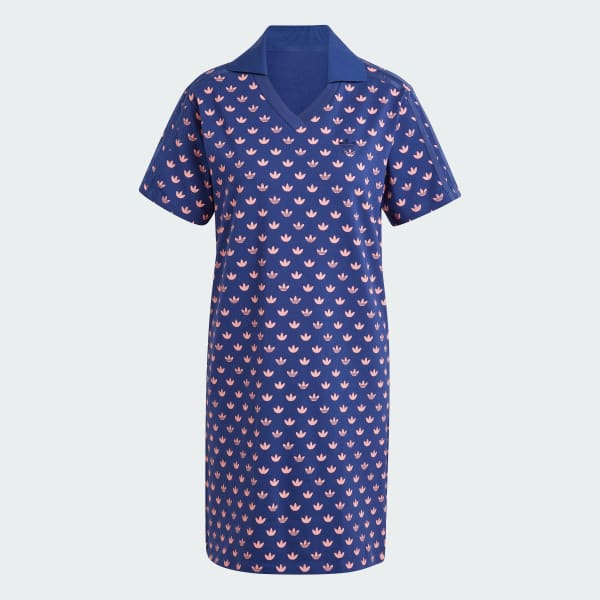 Mau-xanh-da-troi Váy Ngắn Tay Cổ Chữ V Monogram