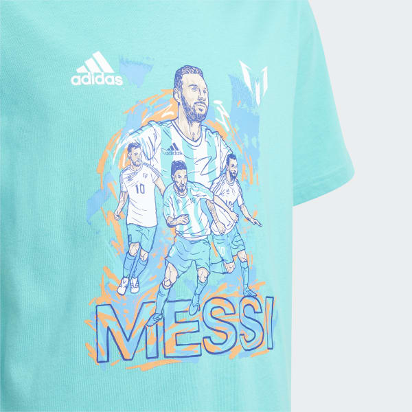 Turkis Messi Football Graphic T-skjorte