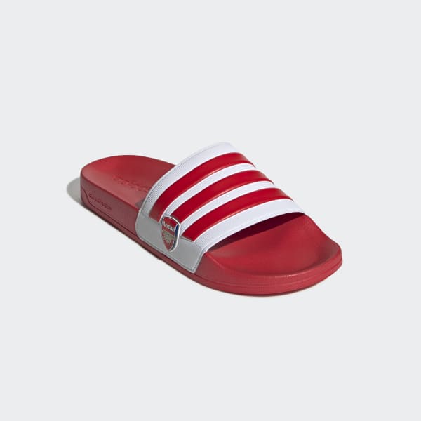 red white adidas slides
