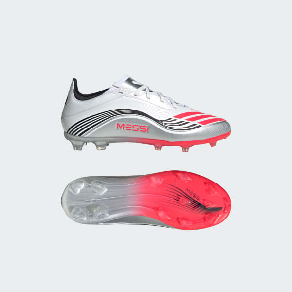 Weiss F50 Messi Elite Kids Fußballschuhe für feste Böden