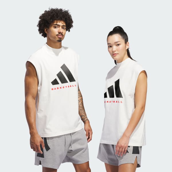 สีขาว เสื้อยืดแขนกุด adidas Basketball