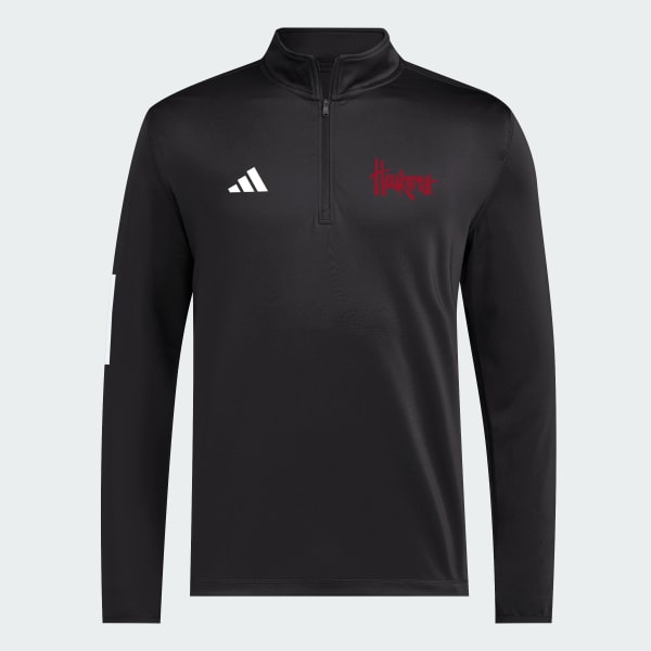 adidas Nebraska Cornhuskers Coaches Script 1/2 Zip - Black | Free