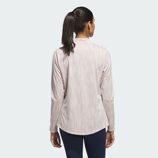 hnědá Ultimate365 Jacquard Long Sleeve Mock Neck Top