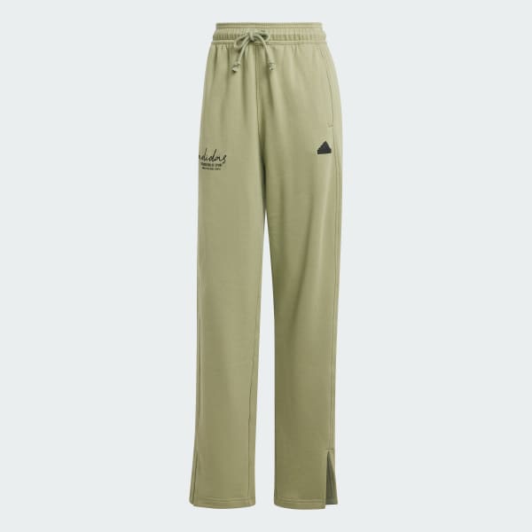 Green Signature Graphic Embroidery French Terry Straight Leg Joggers