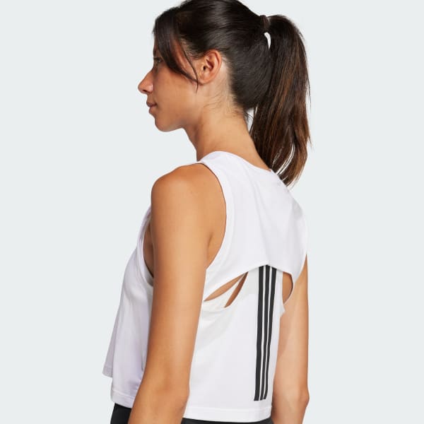 adidas Power 3-Stripes Boxy Tank Top - White | Free Shipping