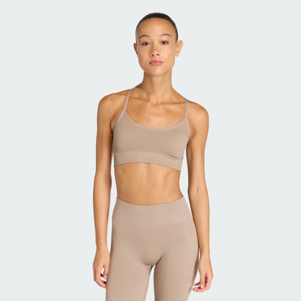 Καφέ Αθλητικό bra ελαφριάς υποστήριξης Workout Essentials Knit Padded