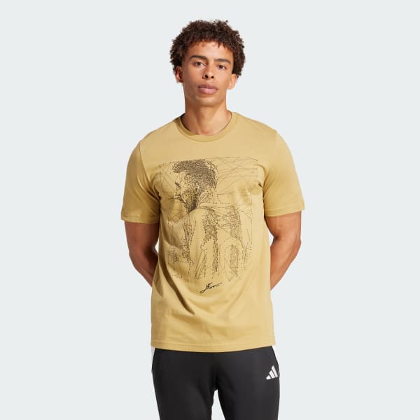 Beige Playera Messi Fútbol Estampada