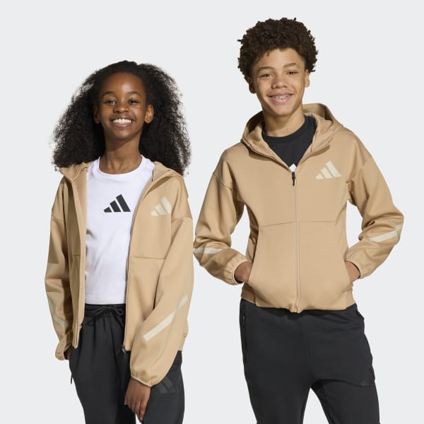 adidas Z.N.E. Full-Zip Hooded Track Jacket - Brown | adidas UK