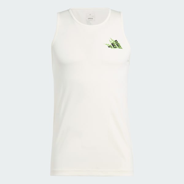 Beige adidas Running Earth Day Graphic Tank Top