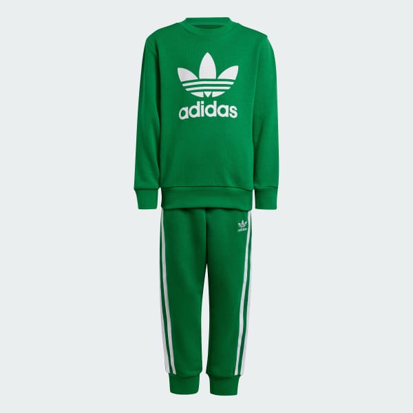 Green Adicolor Crew Set Kids