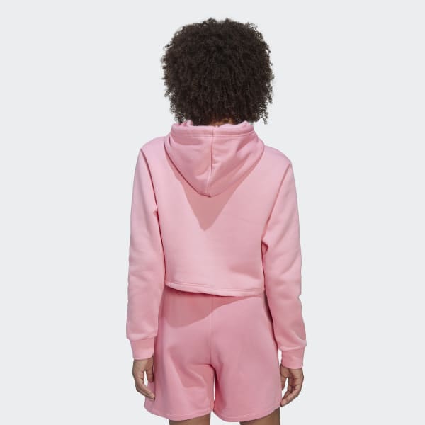 Pink Adicolor Essentials Crop Fleece Hoodie DVL69