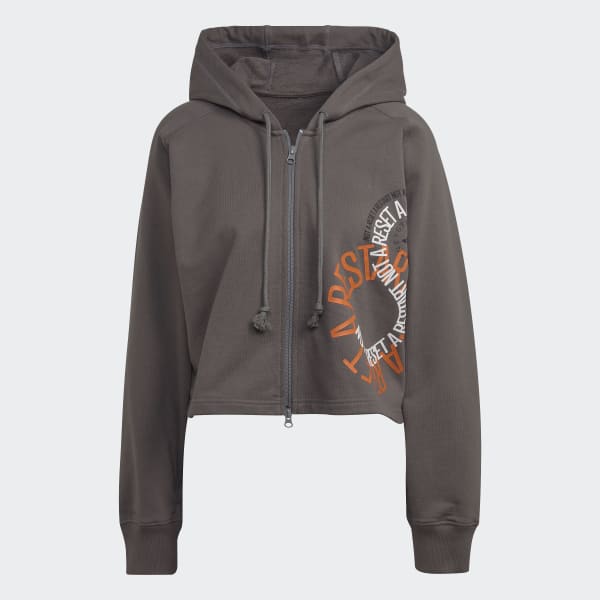 cierna Mikina s kapucňou adidas by Stella McCartney Cropped