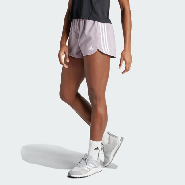 adidas Pacer Training 3-Stripes Woven High-Rise Shorts - Purple | Women ...