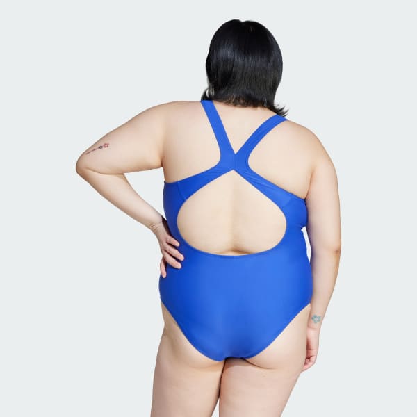 Niebieski Strój do pływania 3-Stripes C-Back (Plus Size)