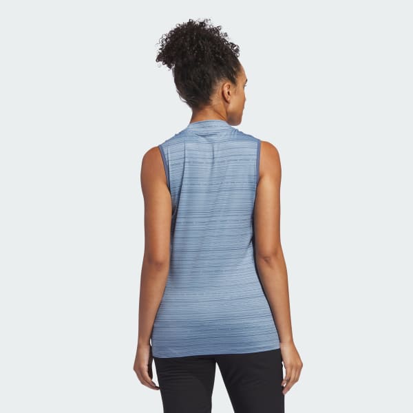 Blauw Ultimate365 Stripe Mouwloos Poloshirt
