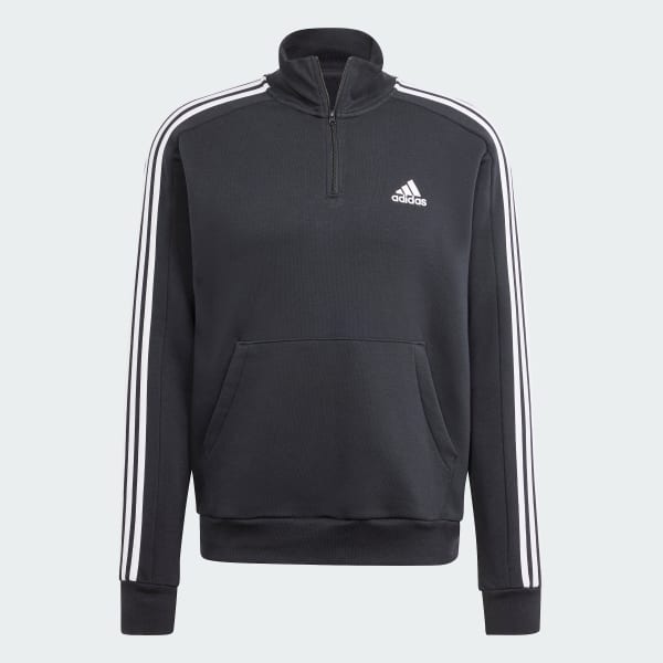 Svart Essentials Fleece 3-Stripes 1/4-Zip Genser