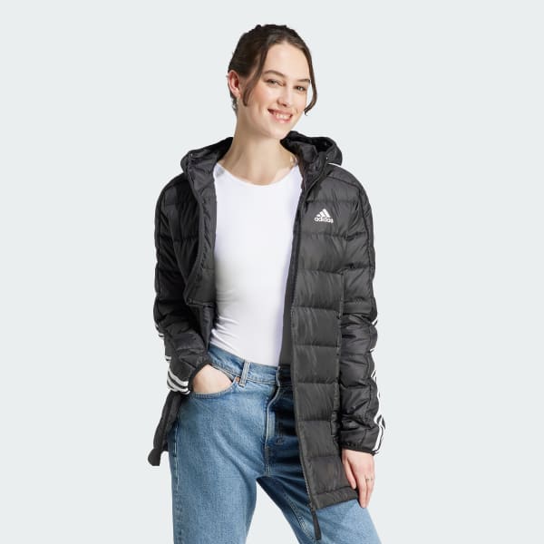 noir Parka à capuche légère duvet Essentials 3 bandes