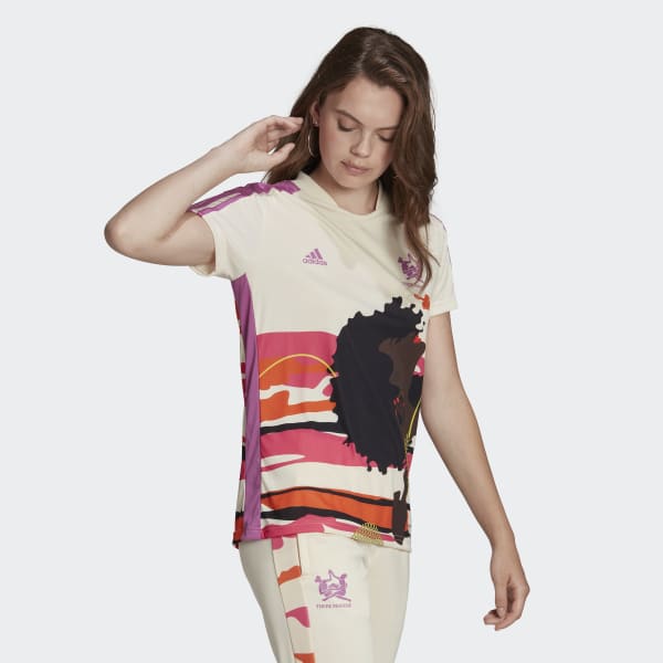 Beige Camiseta adidas Tiro x Thebe Magugu F5788
