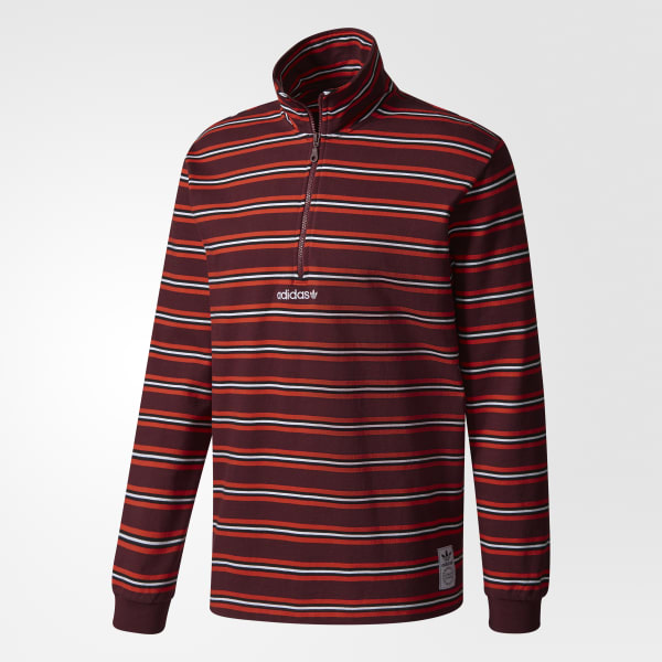 Adidas Men S Stripe Mock Neck Sweatshirt Red Adidas Canada