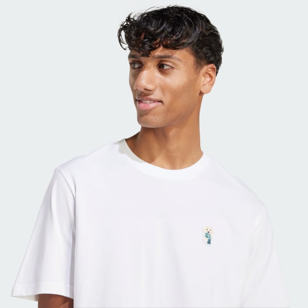 ★adidas★ Dog Plain Tee Gender Neutral JD2831 adidas Dog Sock Patch Graphic Tee - White | Free Shipping