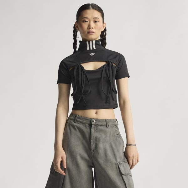 トップス Dada ribbon tops adidas Ribbon Cut Out Crop Top - Black | adidas Finland
