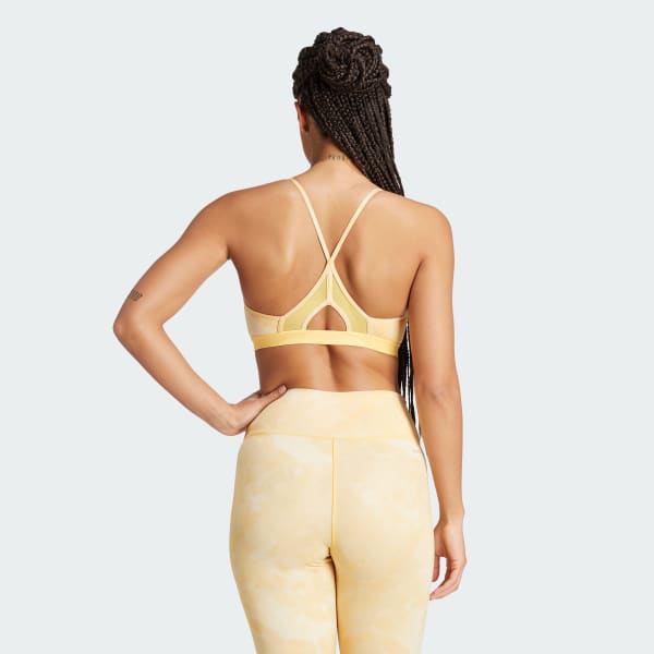 Roze AEROREADY Training Essentials Light Support Tie-Dye Flower-Print Beha