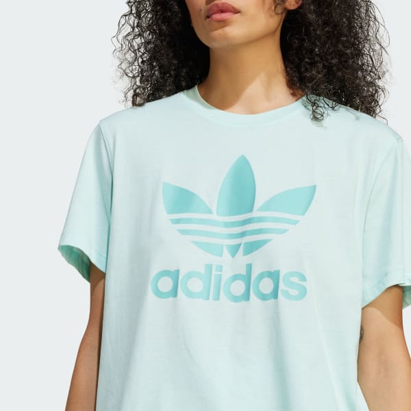 Camiseta Boxy Adicolor Trefoil - Turquesa adidas | adidas Brasil