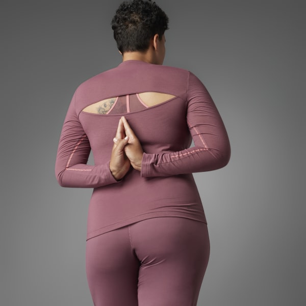 Bordeaux T-shirt à manches longues de yoga Authentic Balance (Grandes tailles)