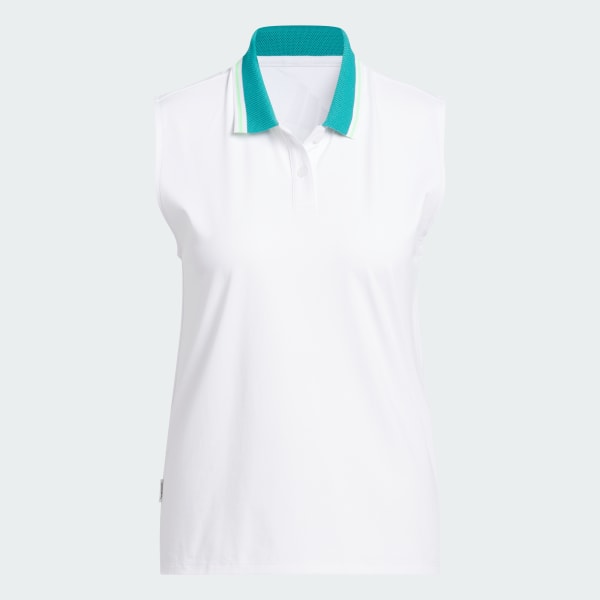 สีขาว เสื้อโปโลแขนกุดผ้า TWISTKNIT รุ่น Beyond The Course