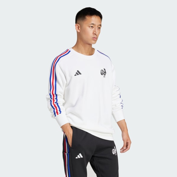 Weiss Frankreich Essentials 3-Streifen Sweatshirt