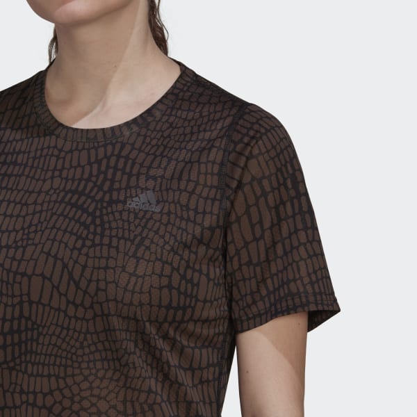 Black Run Icons Crocodile Print Running Tee S3914