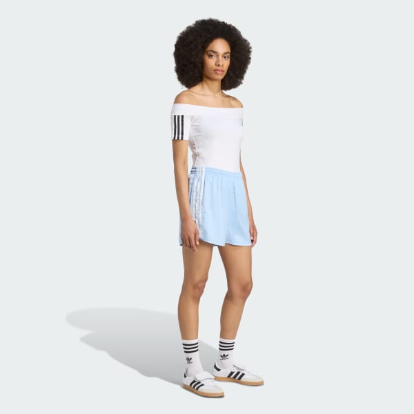 Blue adidas Originals Satin Shorts Ruffle 3-Stripes