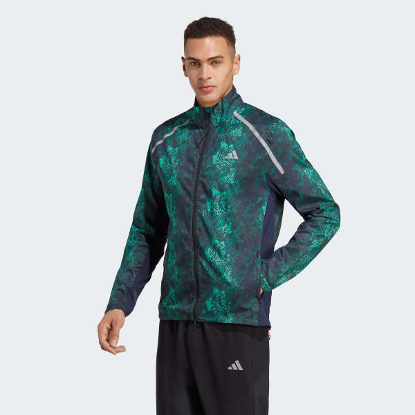 Svart Allover Print Marathon Jacket