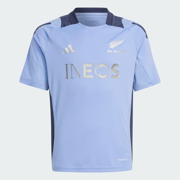 Bleu T-shirt de rugby manches courtes All Blacks