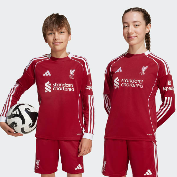 Vermelho Camisola Principal de Manga Comprida 25/26 do Liverpool FC para Crianças