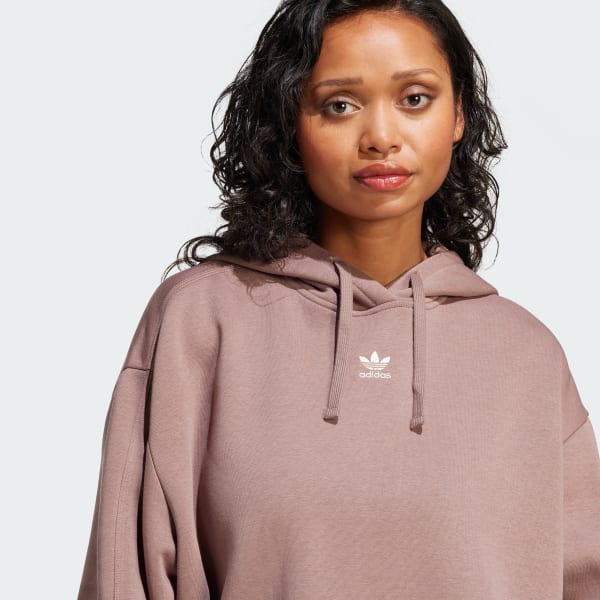 adidas Essentials Oversized Fleece Hoodie - Brown | Free