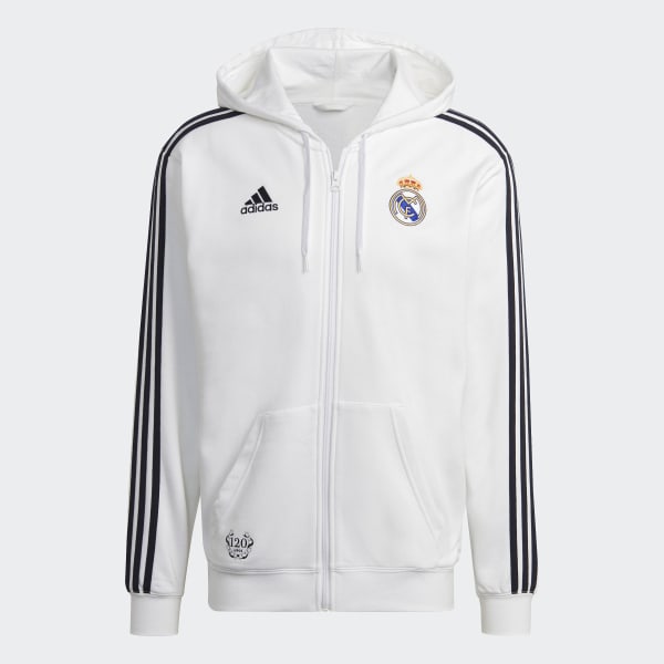 bílá Mikina Real Madrid DNA 3-Stripes Full-Zip CV405
