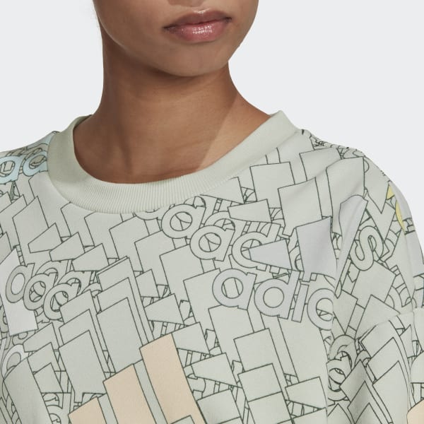 Green Essentials Multi-Colored Logo Crop Sweatshirt Y7746