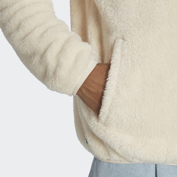 Beige Essentials+ Fluffy Fleece Track Jacket