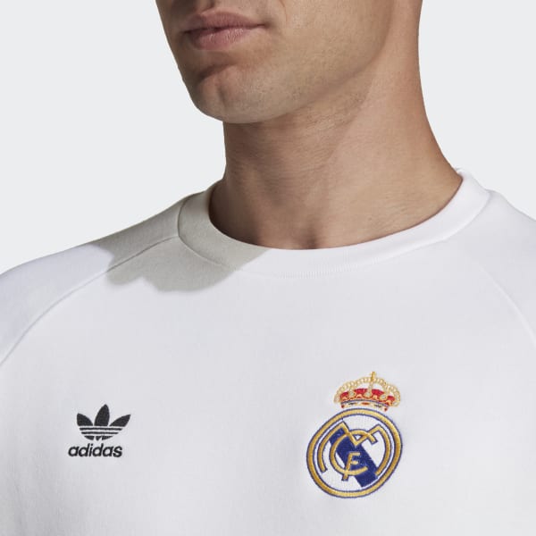 Blanc Sweat-shirt ras-du-cou Trèfle Real Madrid Essentials BUN73