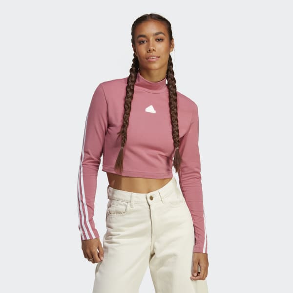 Pink Future Icons 3-Stripes Mock Neck Top