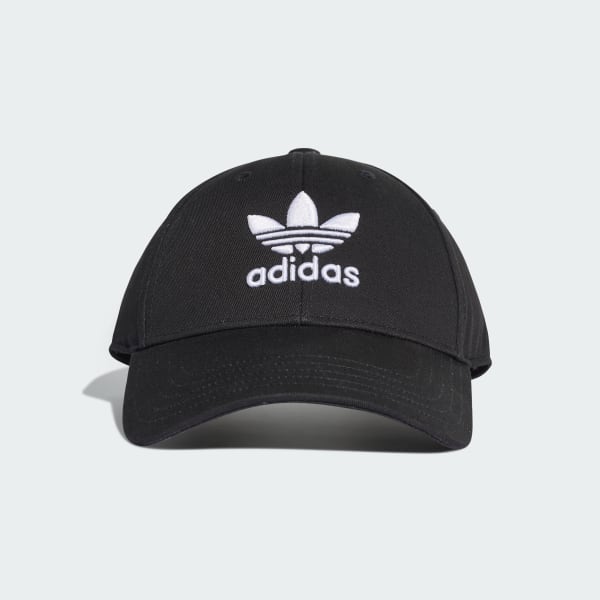 Casquette Adidas en coton noir avec logo et nom de la marque brodé en blanc  à l'avant