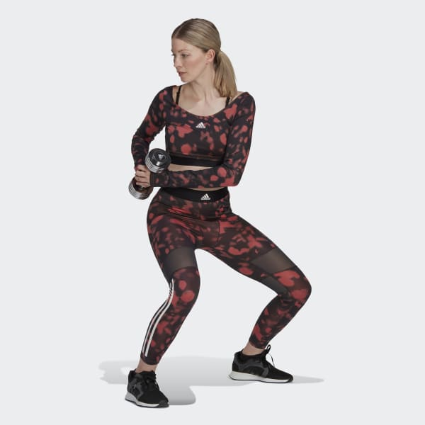 adidas Hyperglam Printed 7/8 Leggings - Red | Women's Training | $55 ...