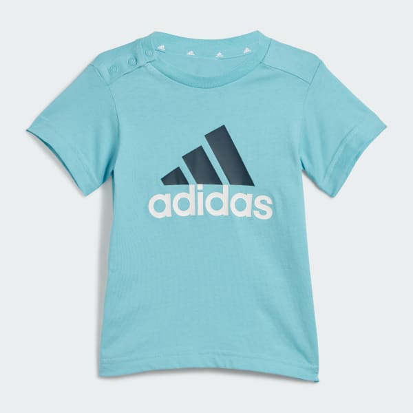 modrá Essentials Organic Cotton Tee and Shorts Set
