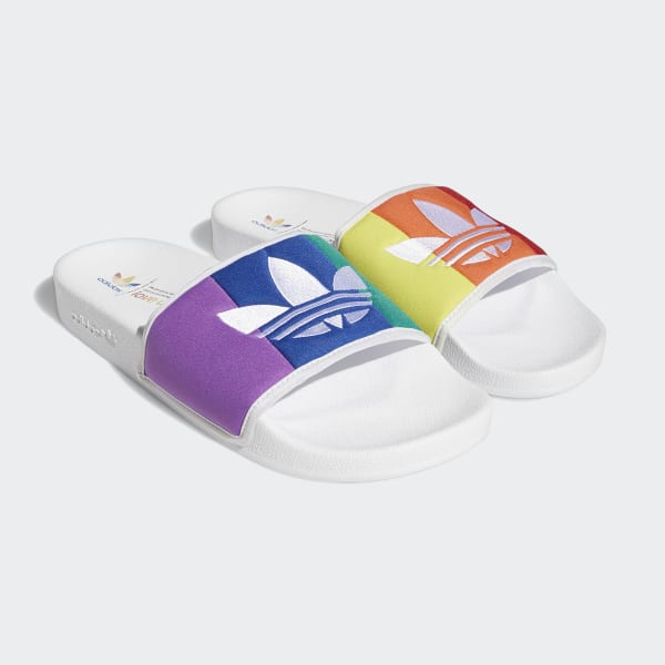 adidas pride adilette slider sandals in white