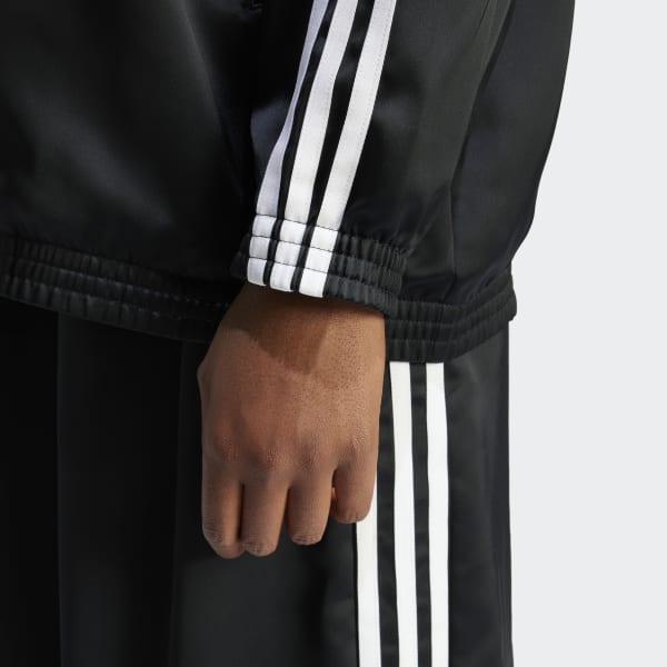 ☆0259 極美 adidas サテンルーズトラックジャケット ブラック Ｌ セール】ルーズ サテン トラックトップ / アディダスオリジナル