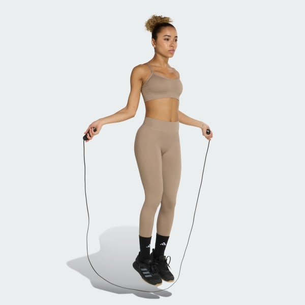 Kahverengi Workout Essentials Hafif Destekli Örgü Sporcu Sütyeni